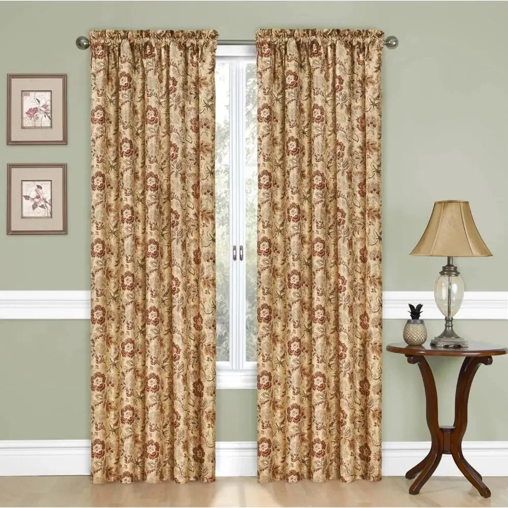 Traditions Waverly Navarro Antique One Rod Pocket Panel Set of 2 Floral 52”x84”